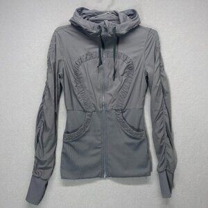 Lululemon Jacket Womens 8 Gray Dance Studio Reversible Thumbholes Stretch Fitted